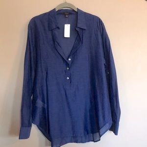 Ann Taylor silk/cotton blend blue tunic size large. New with tags